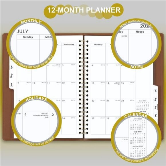 2023 Planner - Planner 2023, Weekly & Monthly Planner, 6.5" x 8.7" - Brown - Picture 4 of 7
